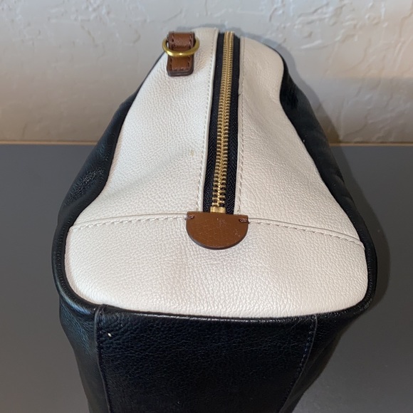 FOSSIL 3 Tone Black/White/Brown Buttery Soft Leather Satchel/Shoulder EUC - Picture 10 of 17